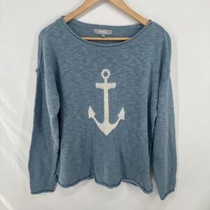 Roll Neck Fisherman Sweater Womens L Coastal Nautical Minimalist Quiet Luxury